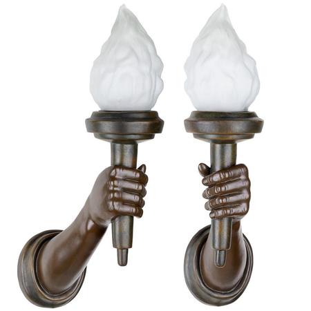 Design Toscano French Neoclassical Arm-Held Sculptural Torch Wall Sconces KY8002